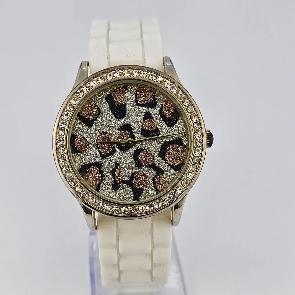 40MM‎ Women's Animal Print Dial Watch White Plastic Band New Battery